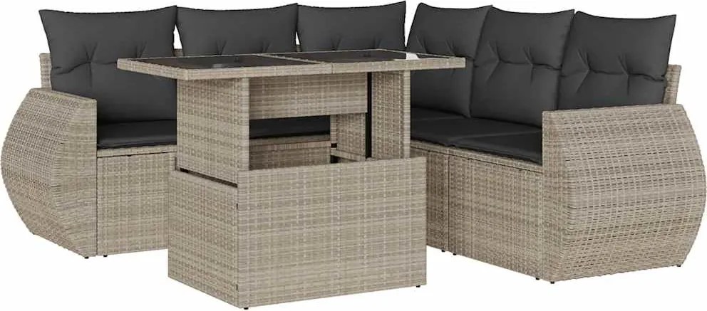 vidaXL Set canapele de grădină cu perne, 6 piese gri deschis poliratan