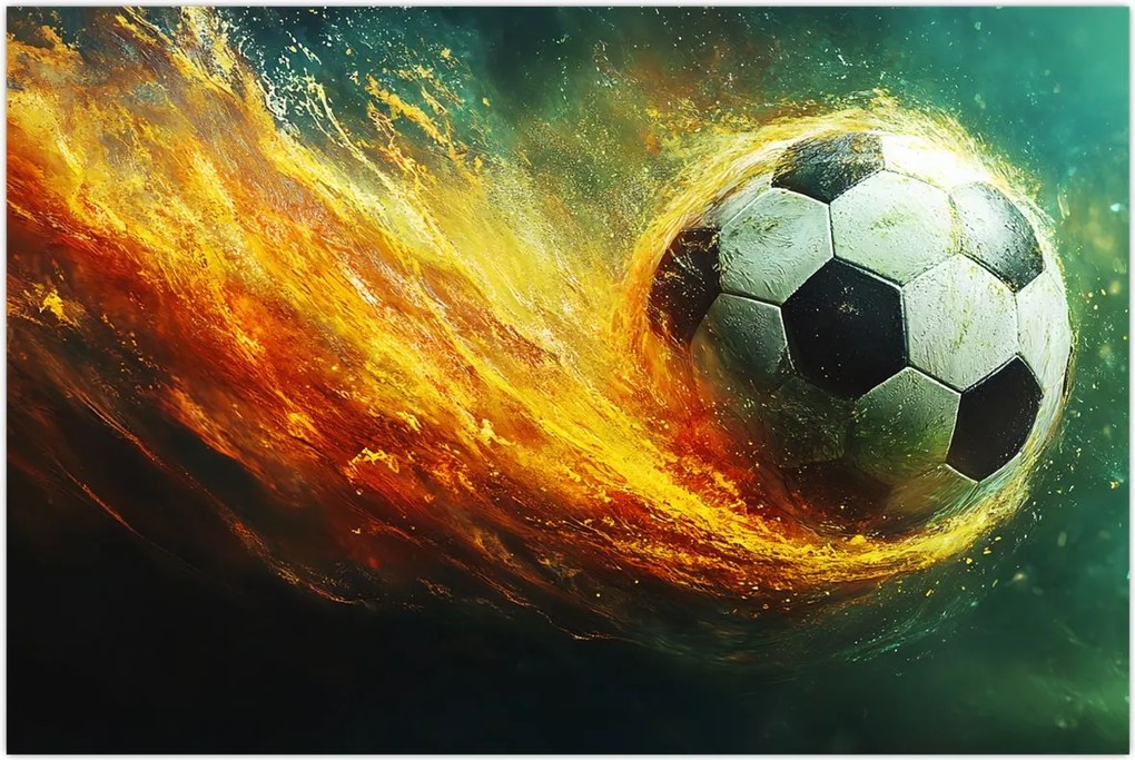 Tablou - Minge de Fotbal în Zbor (90x60 cm)