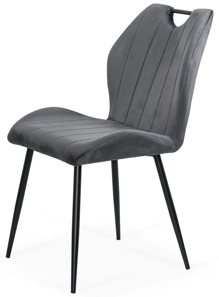 Scaun living gri din catifea cu cadru metalic si spatar ergonomic BUC 204