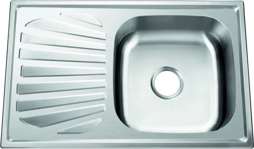 Chiuveta inox Inter Ceramic Tampico cu o cuva si picurator stanga finisaj inox satinat 80x50 cm