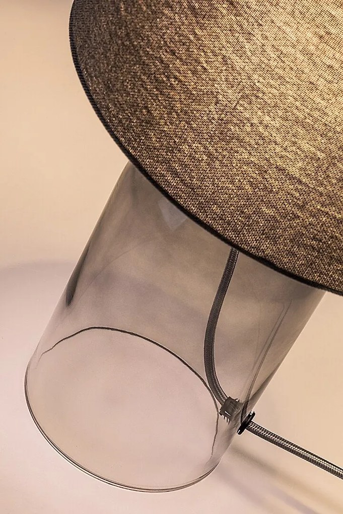 Lampa de masa sticla fumurie abajur gri Luxin