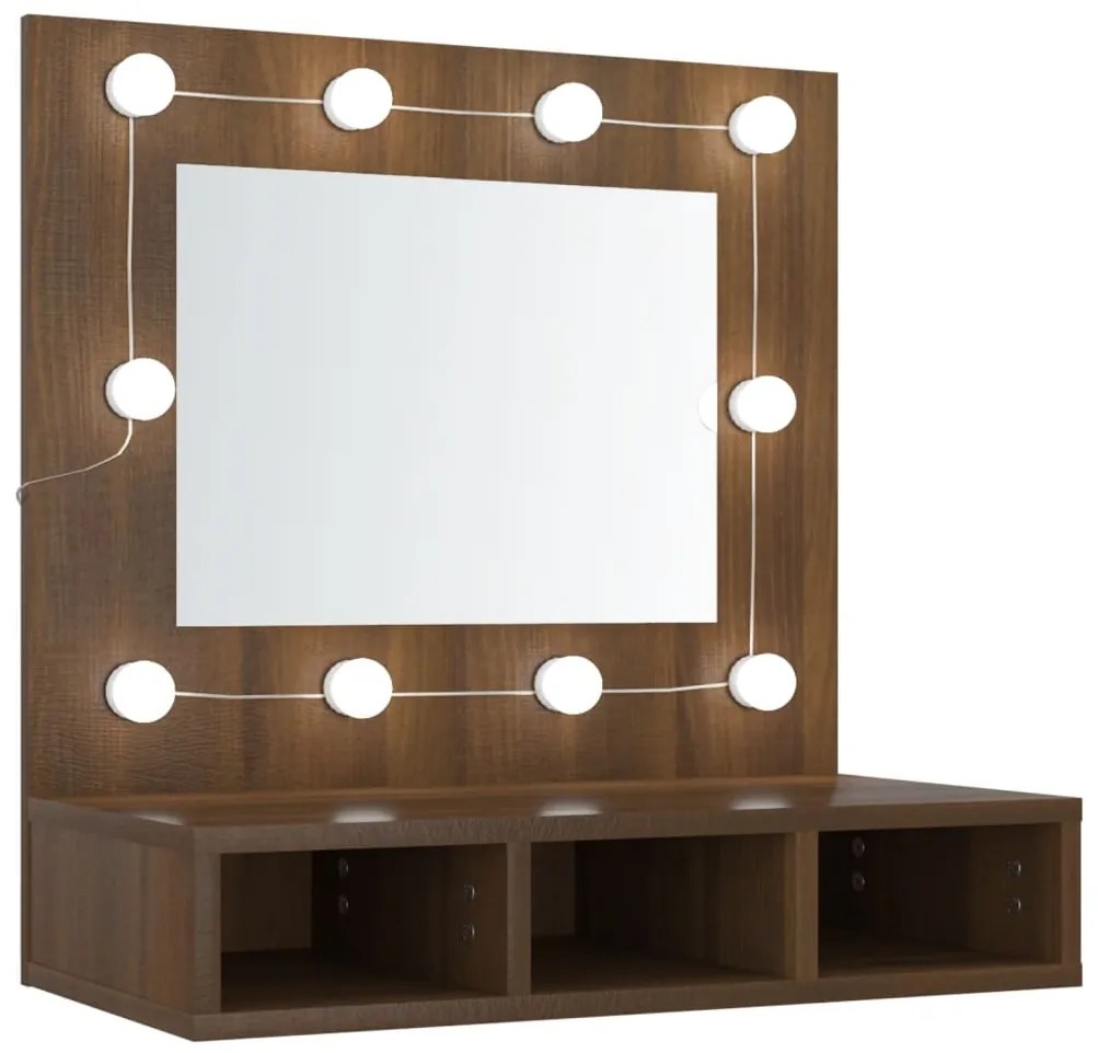 820456 vidaXL Dulap cu oglindă și LED, stejar maro, 60x31,5x62 cm