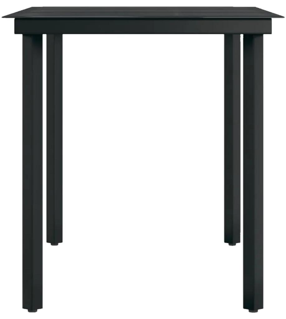 Set mobilier pentru gradina cu perne, 5 piese, negru negru si maro, Lungime masa 140 cm, 5