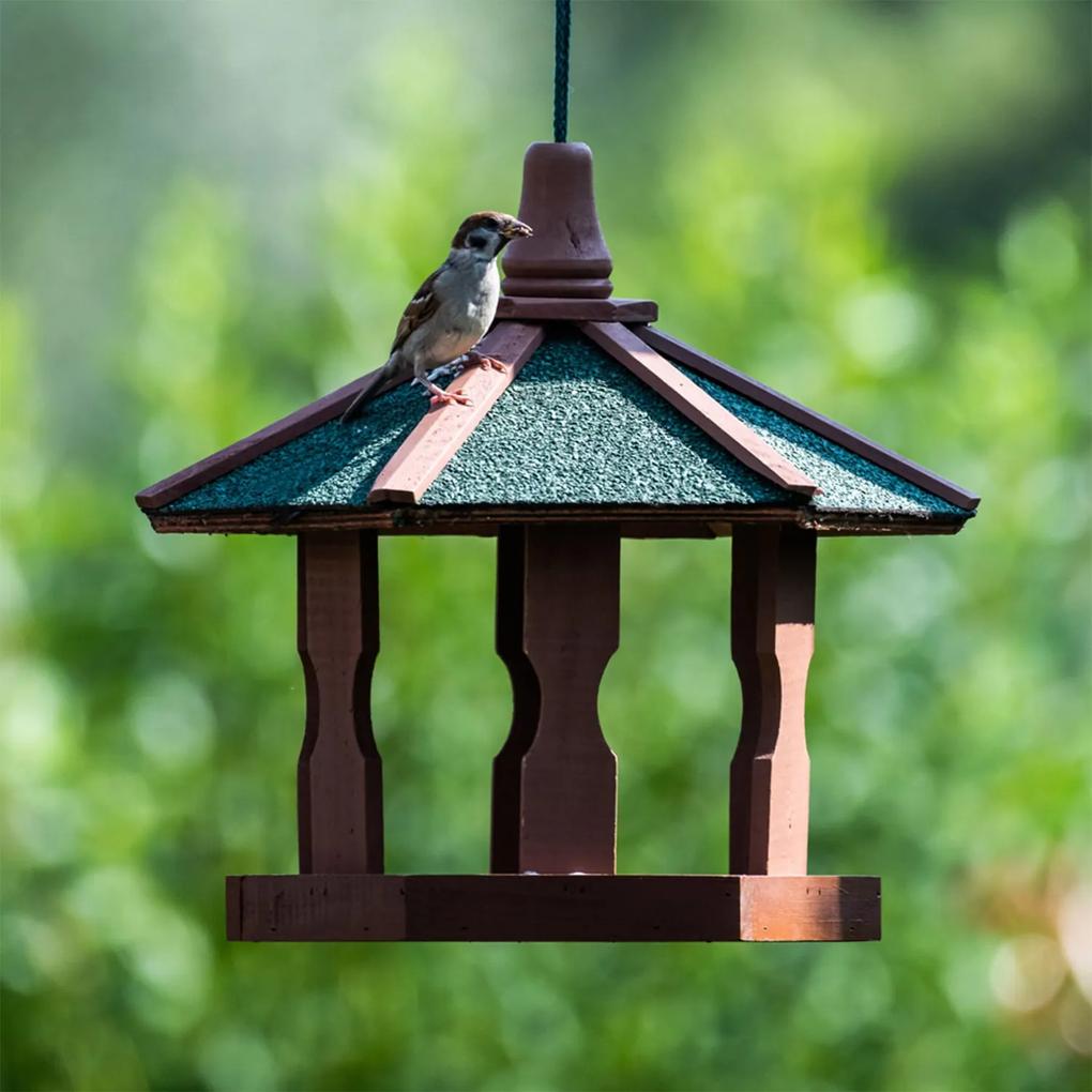 Casă suspendabilă pentru păsări, pâslă impermeabilă pentru acoperiș, lemn de pin tratat