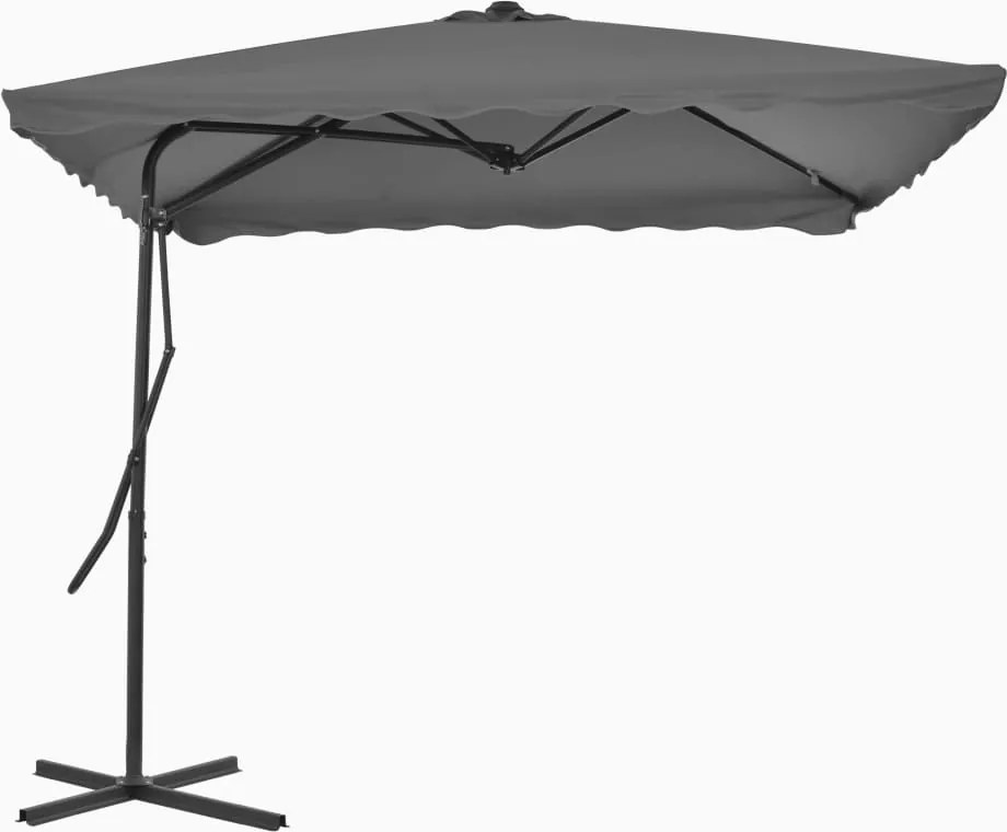 vidaXL Umbrelă soare de exterior, stâlp din oțel, antracit, 250x250 cm