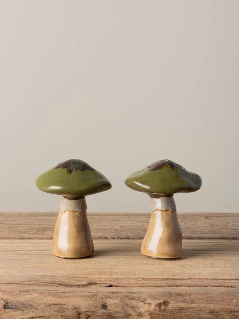 Set sare si piper, din ceramica, Mushrooms