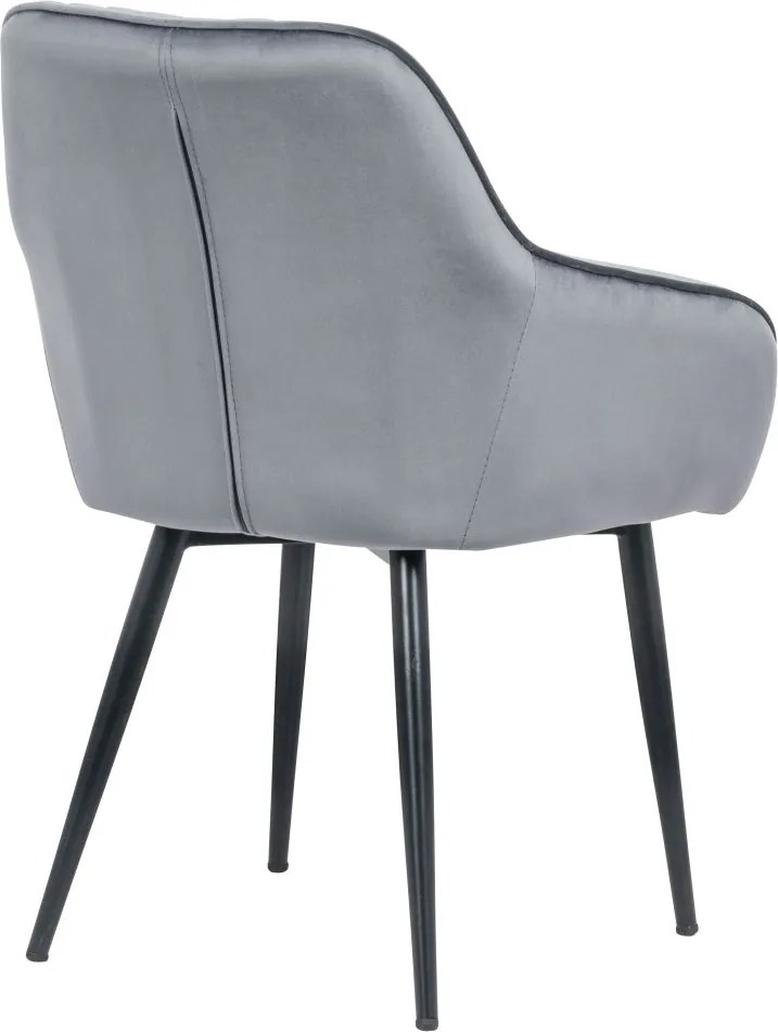 Set de 2 scaune elegante, cu brate si tapiterie din catifea, Turin gri argintiu A-38787 VC