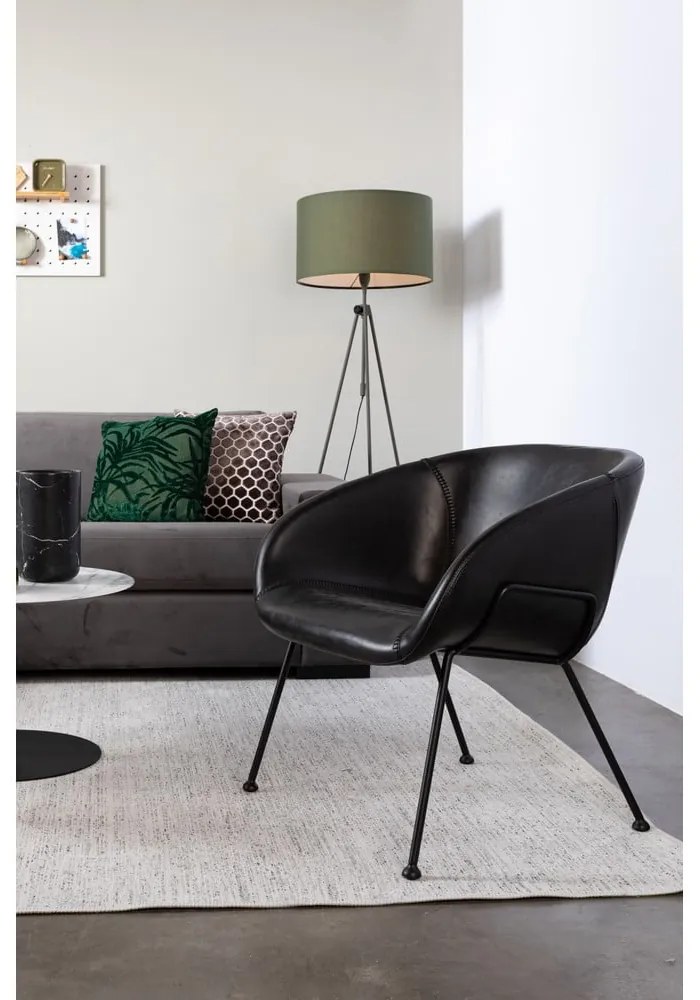 Fotoliu din piele ecologică Zuiver Feston, negru