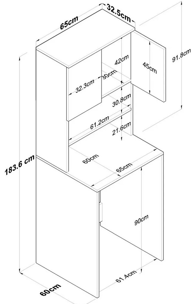 Dulap deasupra mașinii de spălat Karin White and Walnut