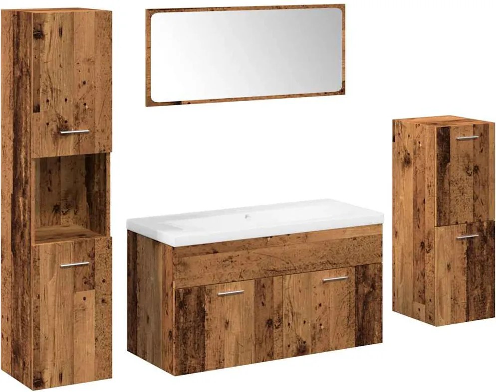vidaXL Set mobilier de baie, 5 piese, lemn vechi, lemn prelucrat