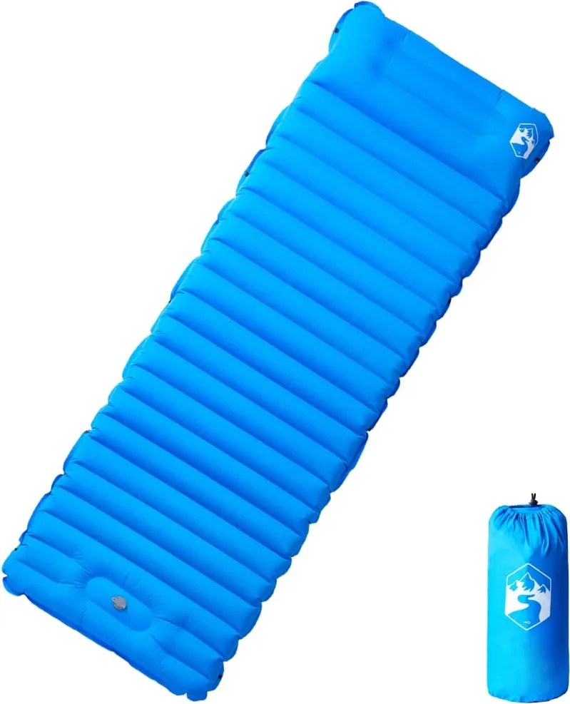 vidaXL Saltea de camping auto-gonflabilă cu pernă, 1 persoană albastru