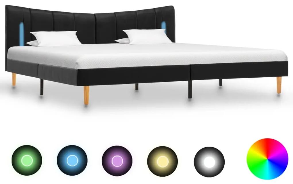 288540 vidaXL Cadru de pat cu LED, negru, 160 x 200 cm, piele ecologică