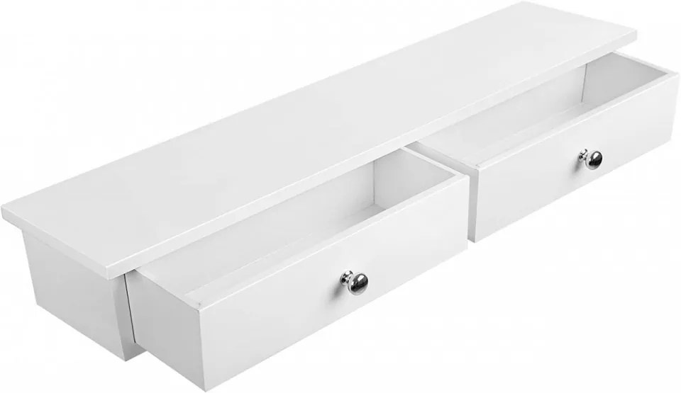 Raft Perete cu 2 Sertare, MDF, Alb, Vasagle, LWS65WT