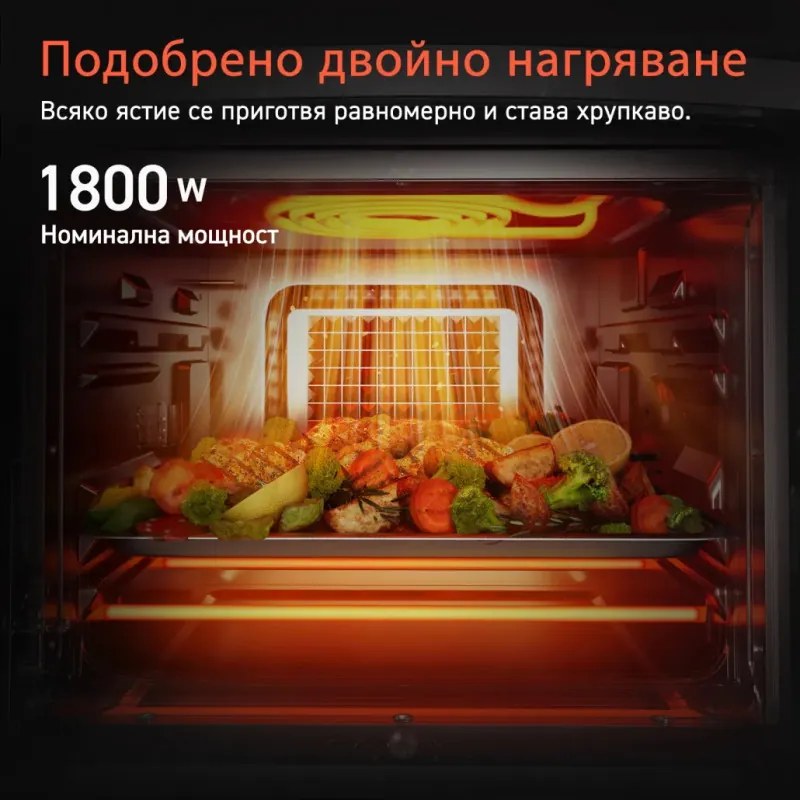 Friteuza cuptor cu aer cald Cosori CAF-R121-KEU, 1800W, 12 L, 11 programe, 30-220°C, Sisteme de siguranta, Accesorii, Negru