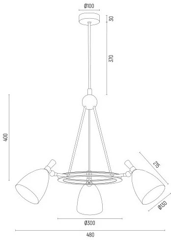 Lustră pe tijă CHARLOTTE 3xE27/15W/230V albă/aurie Argon 6148