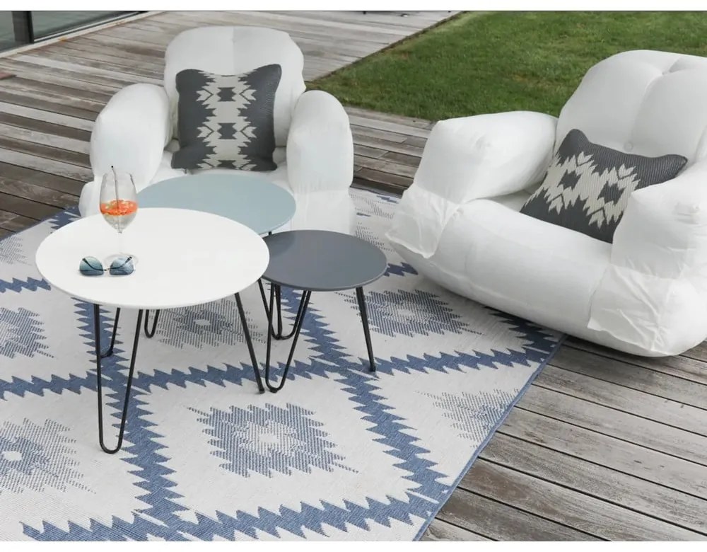 Covor adecvat pentru exterior NORTHRUGS Malibu, 80 x 250 cm, albastru-crem