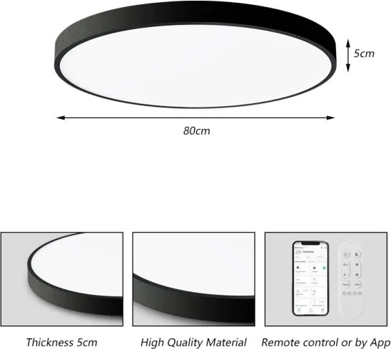 Immax NEO 07313L-LED Plafonieră dimabilă SEMPLICI 96W/230V diametru 80 cm Wi-Fi Tuya negru + telecomandă