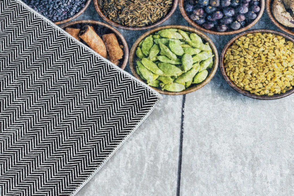 ANDRE 33200 covor lavabil Condimente, bucatarie, anti-alunecare - argint / bej