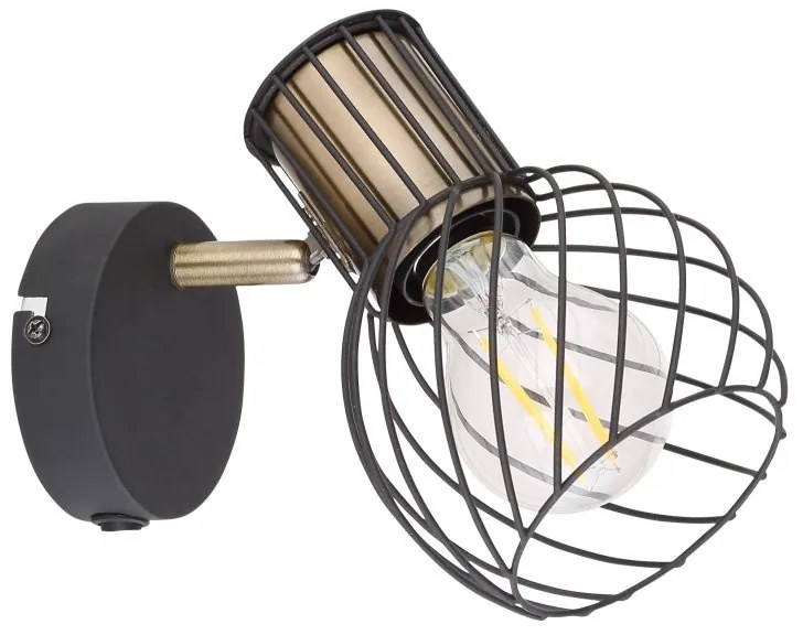 Aplica de perete design industrial ARGUSTO negru, auriu