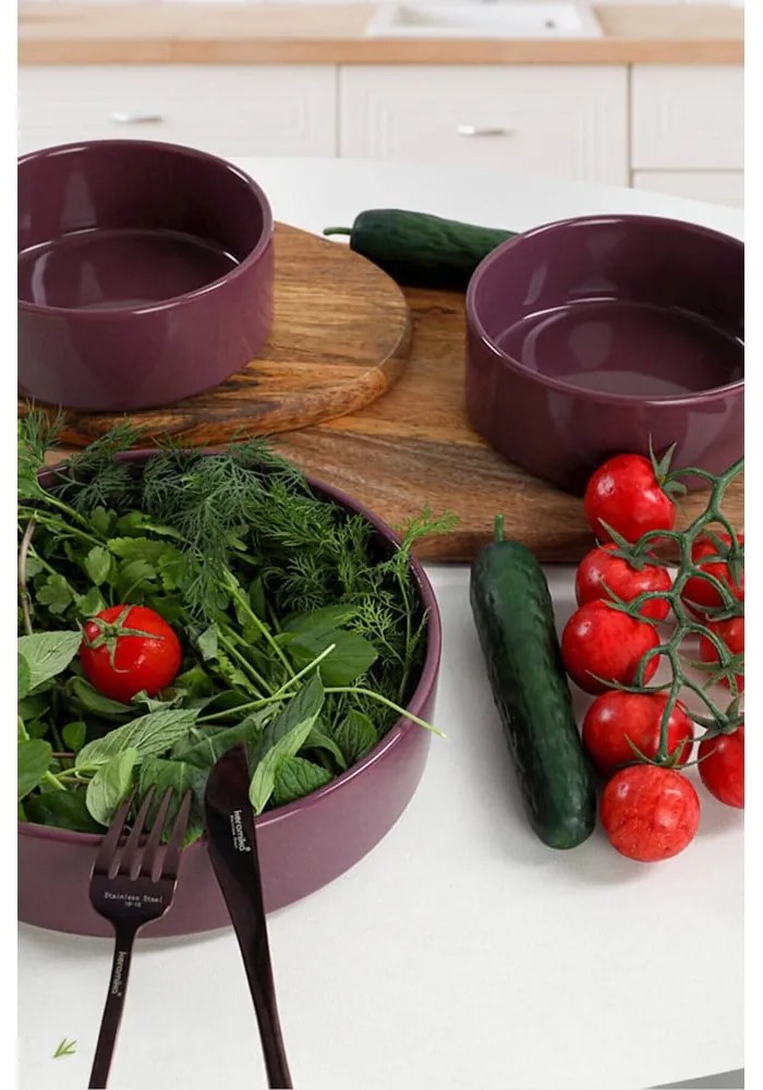 Set 3 boluri din ceramică My Ceramic, ø 21 cm, mov