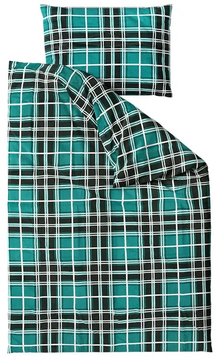 Lenjerie de pat flanelata KOSTKA verde Dimensiune lenjerie de pat: 2 buc 70 x 90 cm | 200 x 220 cm