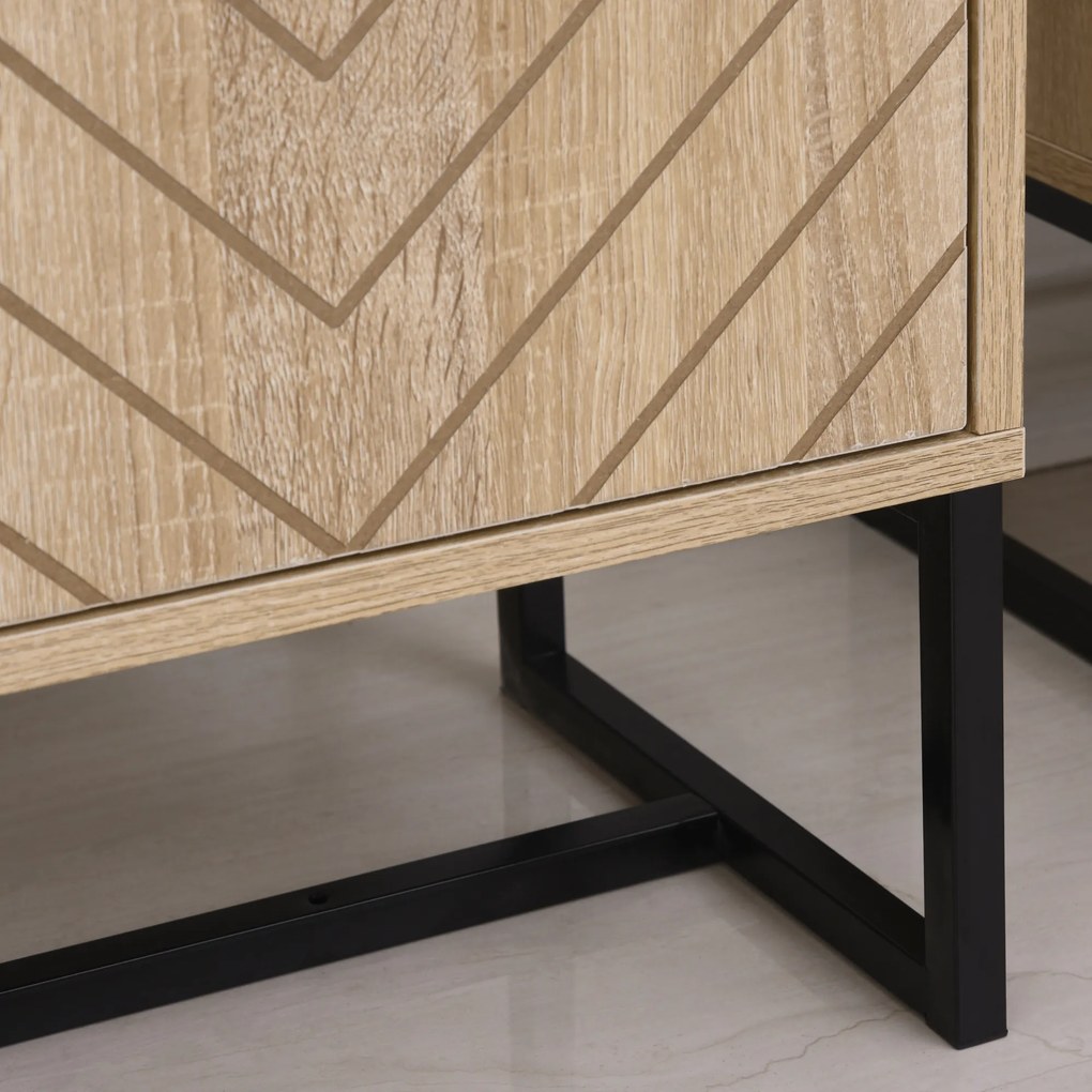 HOMCOM Bufet mobilier de depozitare 2 uși lemn și picioare din metal negru dim. 80L x 29,5l x 80H cm | Aosom Romania