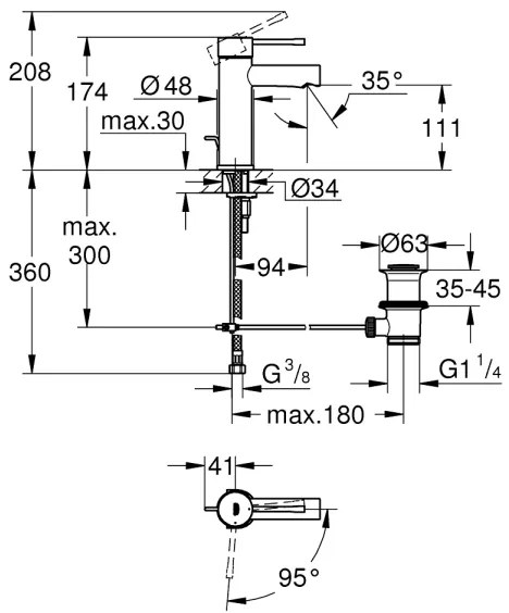 GROHE 23379001 - Baterie pentru lavoar ESSENCE, mărime S, crom lucios