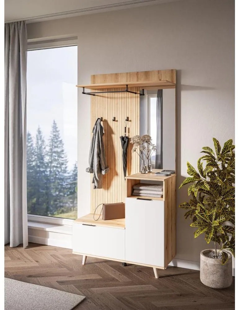 Mobilier hol Nadrano (stejar evoke + alb) . 1097141