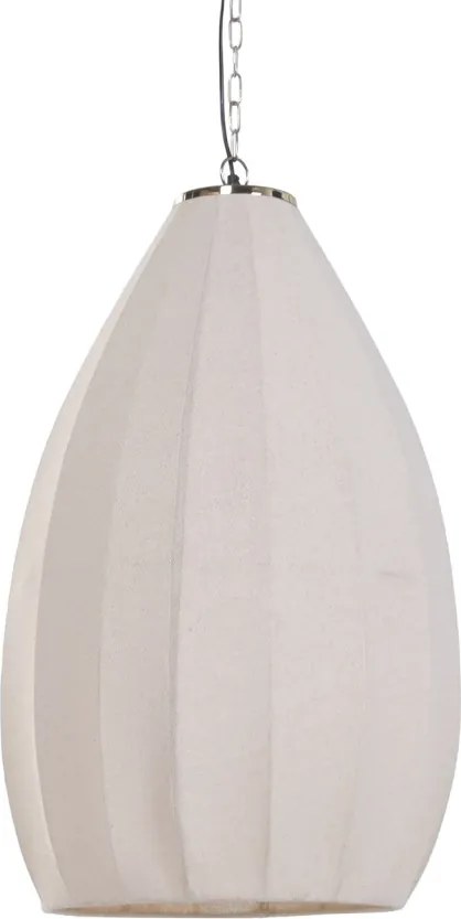 Lustră suspendată din bumbac și metal, auriu, formă de picătură, finisaj natural, 90 x 50 cm, „Collonges”