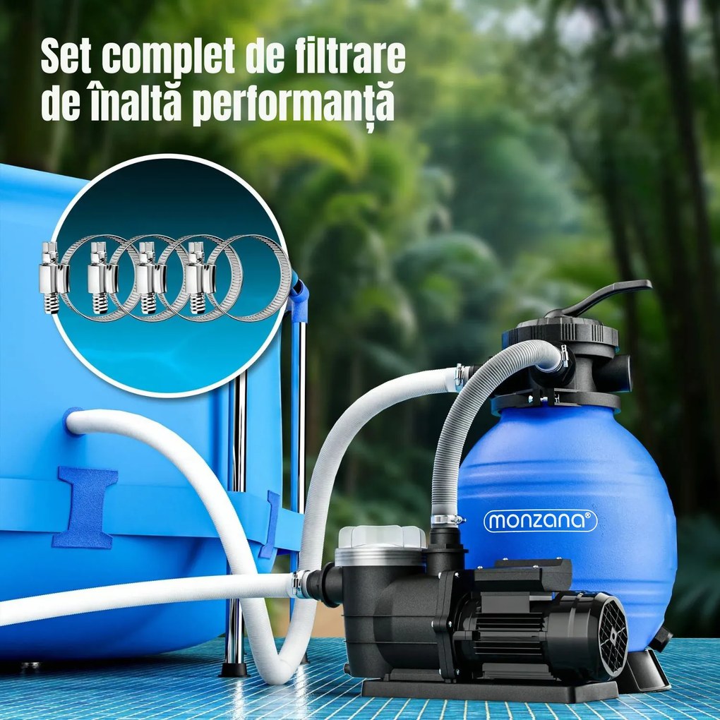 Sistem de filtrare cu nisip pentru piscină AQUA 9 600 l/h, albastru Monzana