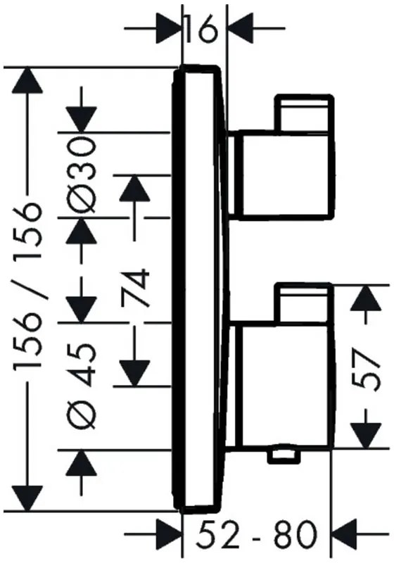 Baterie dus termostatata, Hansgrohe, Ecostat Square, auriu lucios