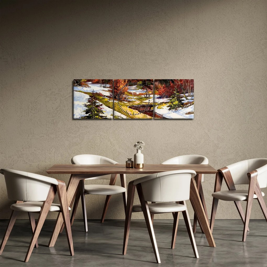 Tablou - Sosirea primăverii (cu ceas) (90x30 cm)