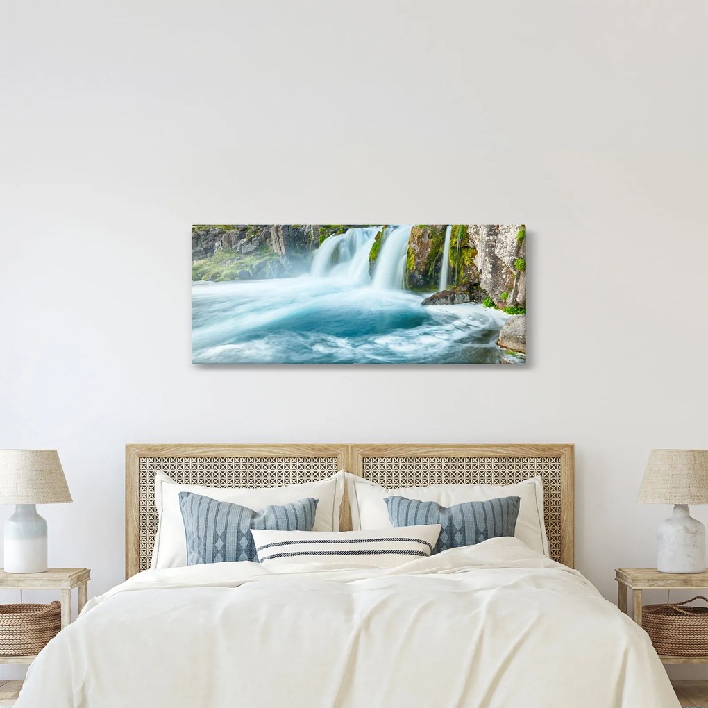 Tablou - Stânci și cascade (120x50 cm)