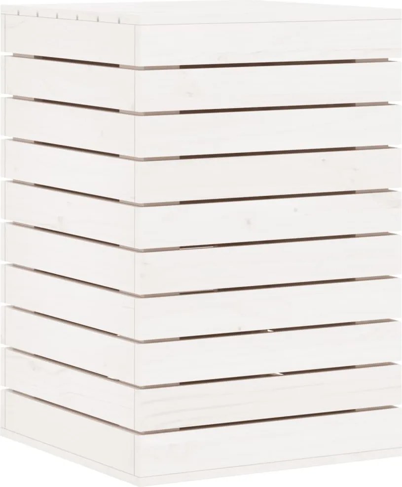 vidaXL Coș de rufe, alb, 44x44x66 cm, lemn masiv de pin