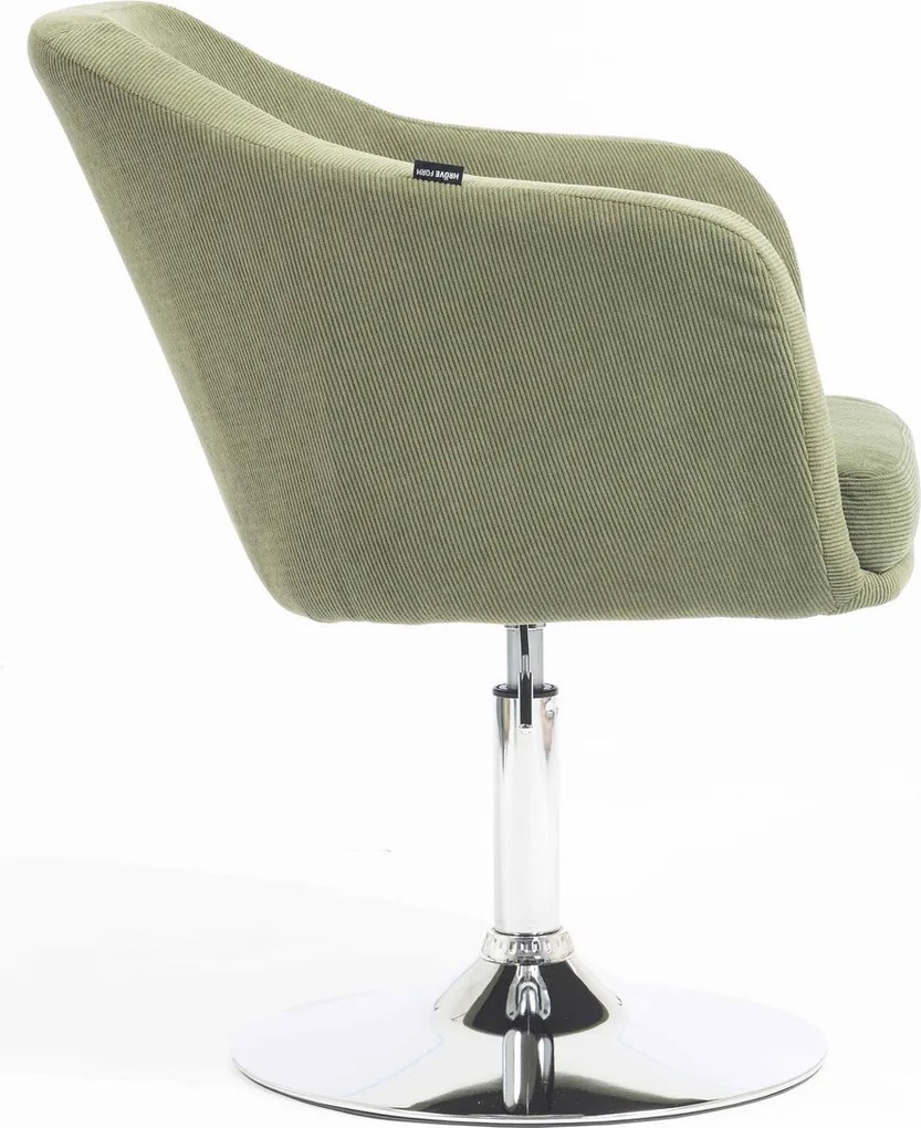 HR832N Scaun Catifea Reiată Premium culoare verde salvie cu Bază Cromata