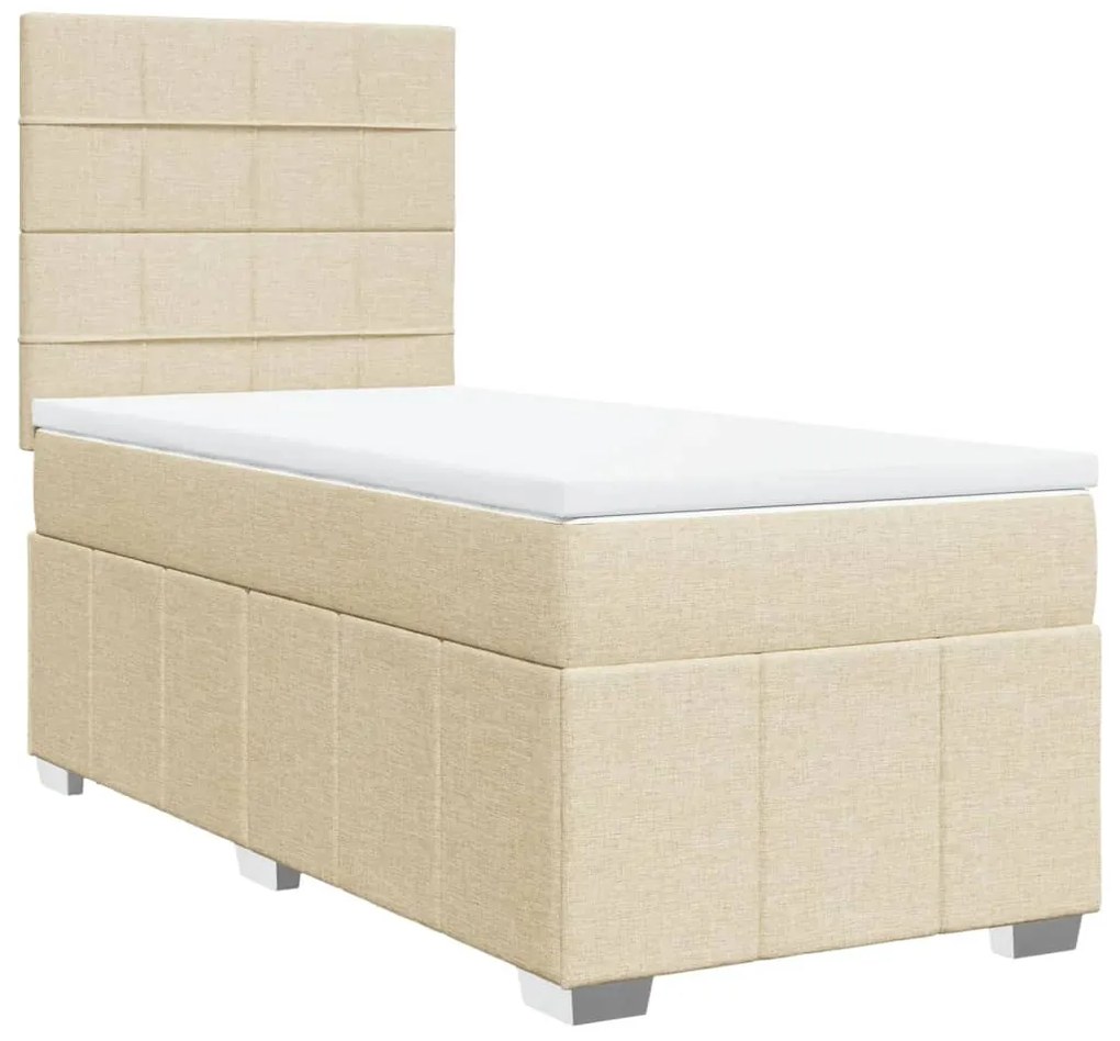 3291500 vidaXL Pat box spring cu saltea, crem, 80x200 cm, textil