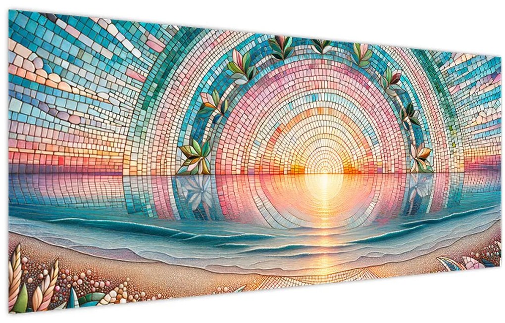 Tablou – Mozaic al soarelui la apus (120x50 cm)