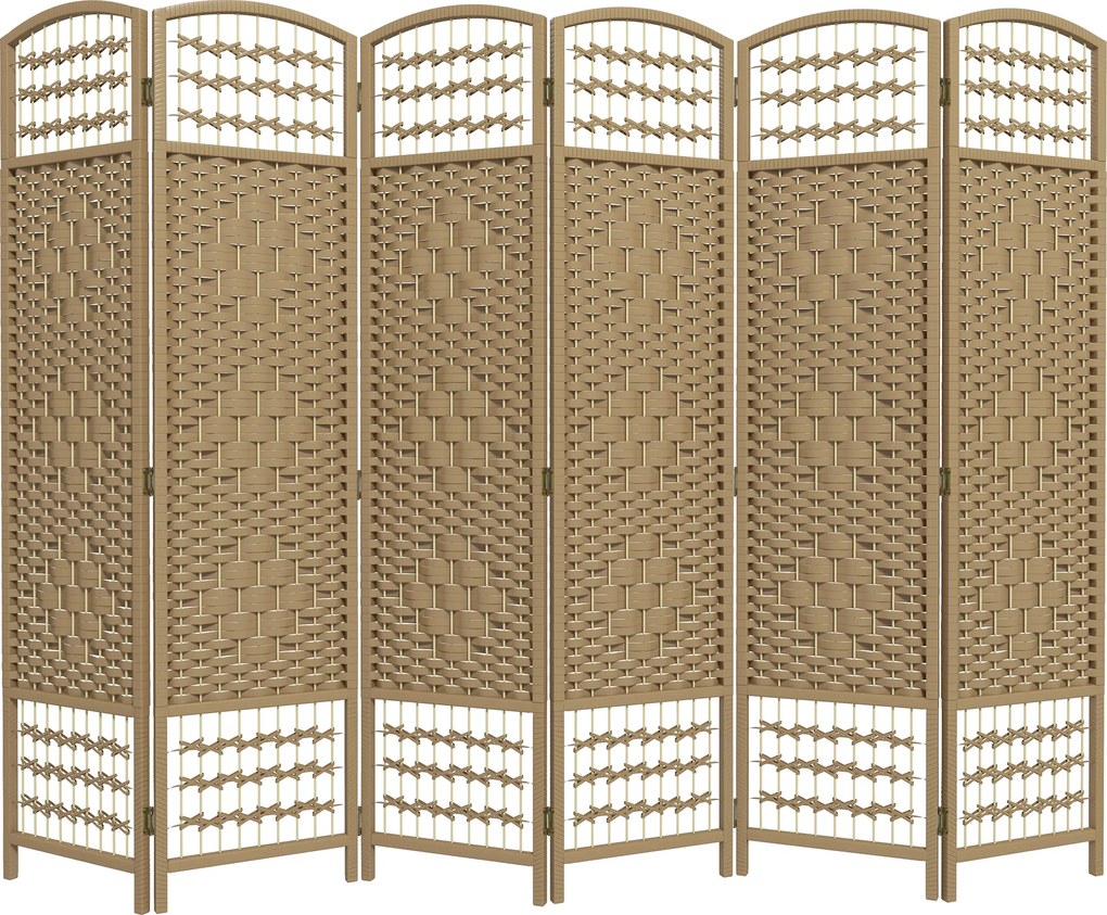 HOMCOM Paravan interior din lemn separator de cameră despărțitură pliabilă 6 panouri 240 x 170 cm lemn natural | Aosom Romania