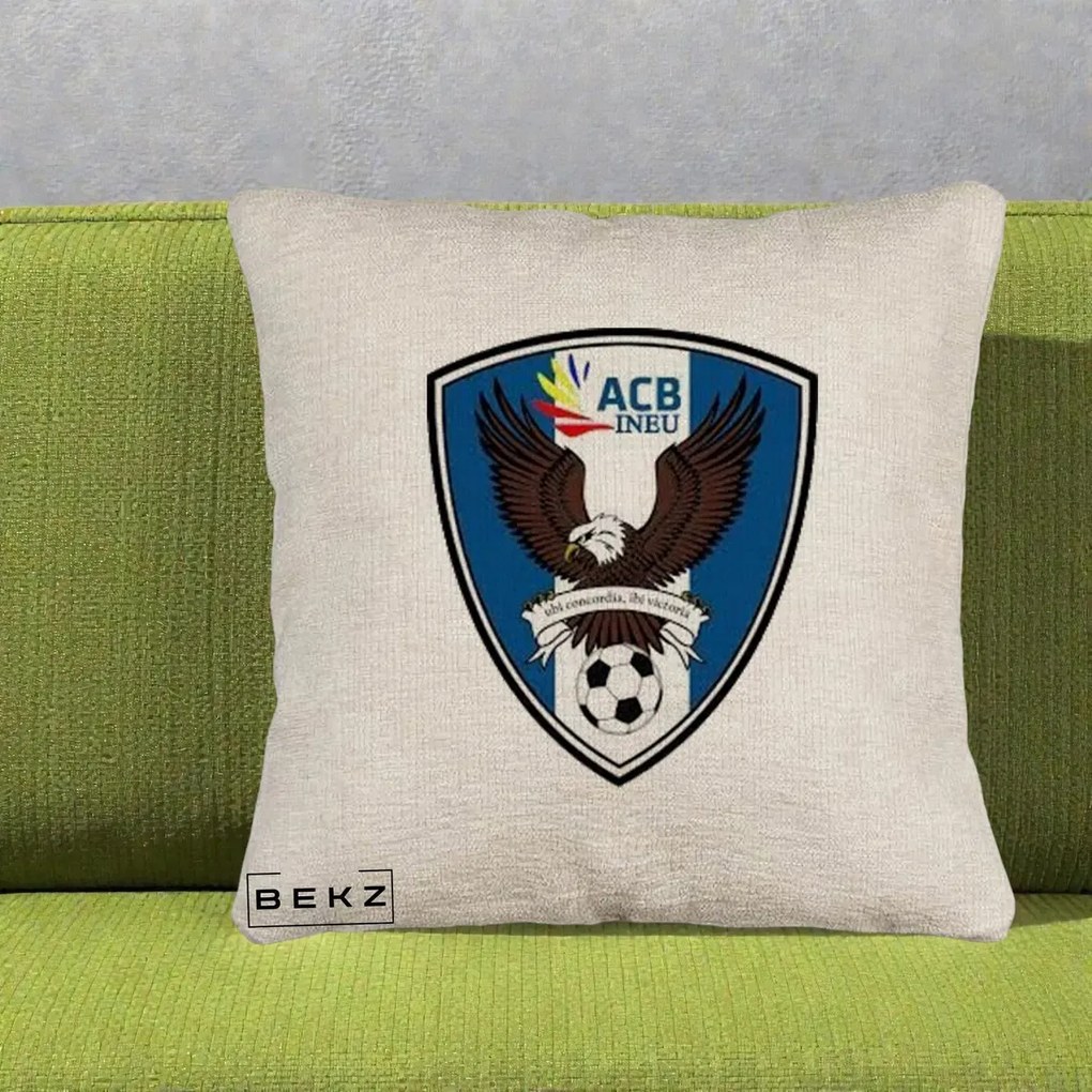 Perna Personalizata ACB Ineu Fotbal, 40x40 cm, Bej Canapea, Husa Detasabila, Perna Inclusa, BEKZ®