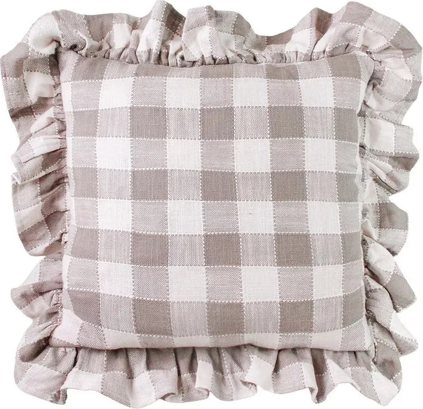Față de pernă din bumbac organic 45x45 cm bej, „Ida Check"