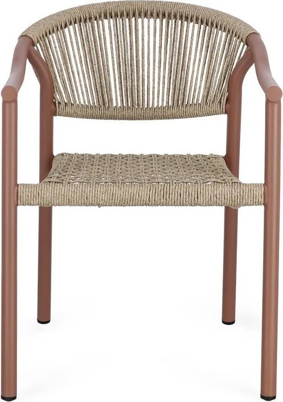 Scaun de grădină roșu/în culoare naturală din metal Canarias – Bizzotto