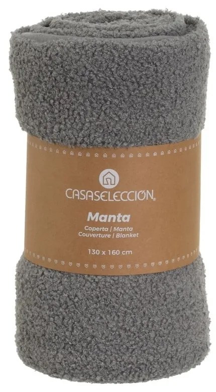 Pătură gri din sherpa 130x160 cm Sherpa Bouclé – Casa Selección