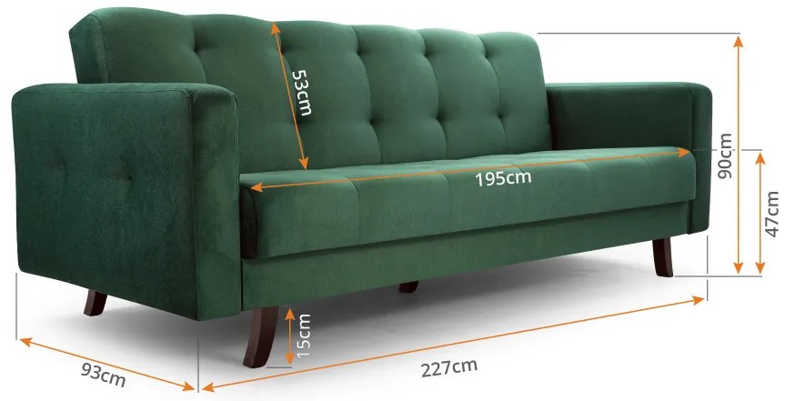 Canapeaua trei locuri Lisabona (Gri) . Promo -16%. 1071486