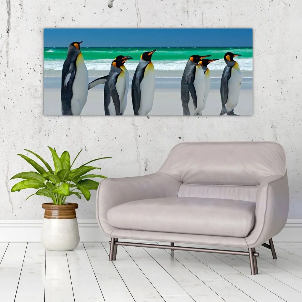 Tablou - Grup de pinguini regali (120x50 cm)