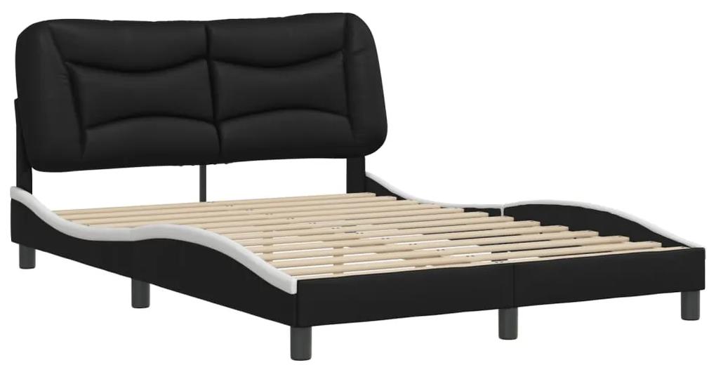3207993 vidaXL Cadru de pat cu tăblie, negru/alb, 120x200 cm, piele ecologică