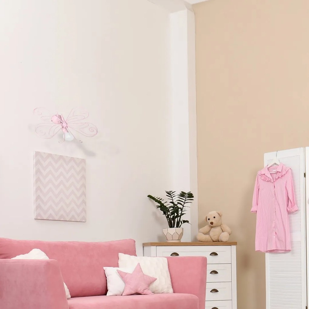 Aplica de perete pentru camera copii / tineret BUTTERFLY 2 roz