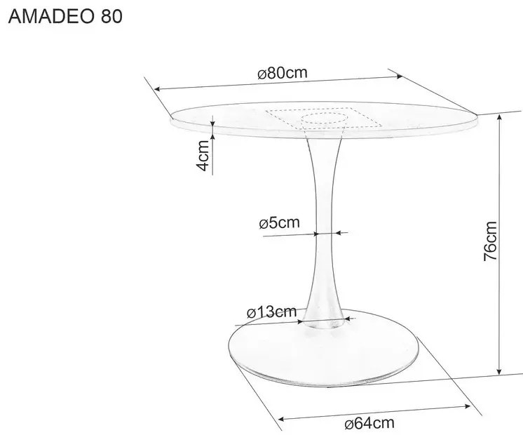 Masa rotunda Amadeo nuc/negru mat ø80/h76
