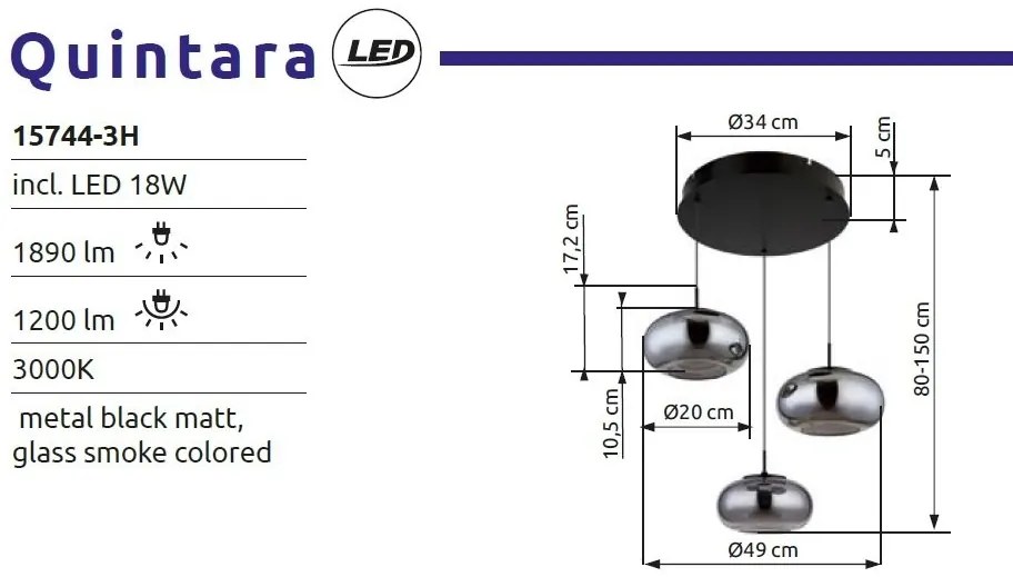 Lustra LED suspendata design modern QUINTARA 3L