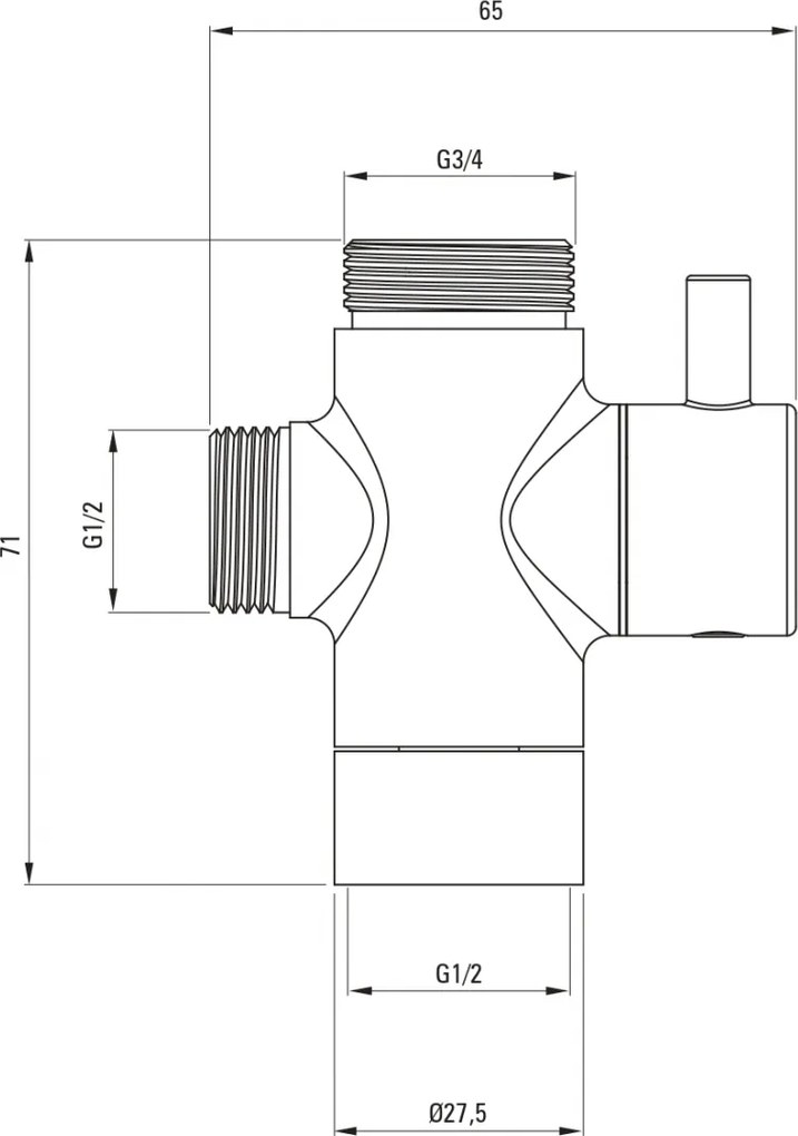 Comutator de dus, pentru coloane de dus, 2 functii, crom Deante