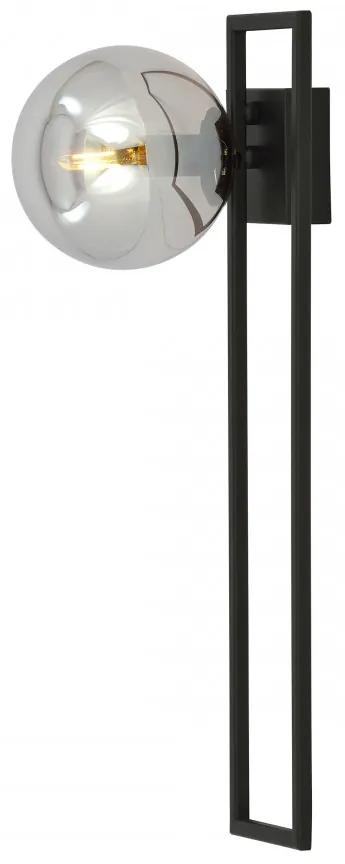 Plafoniera moderna neagra cu un glob din sticla fumurie Imago 1C